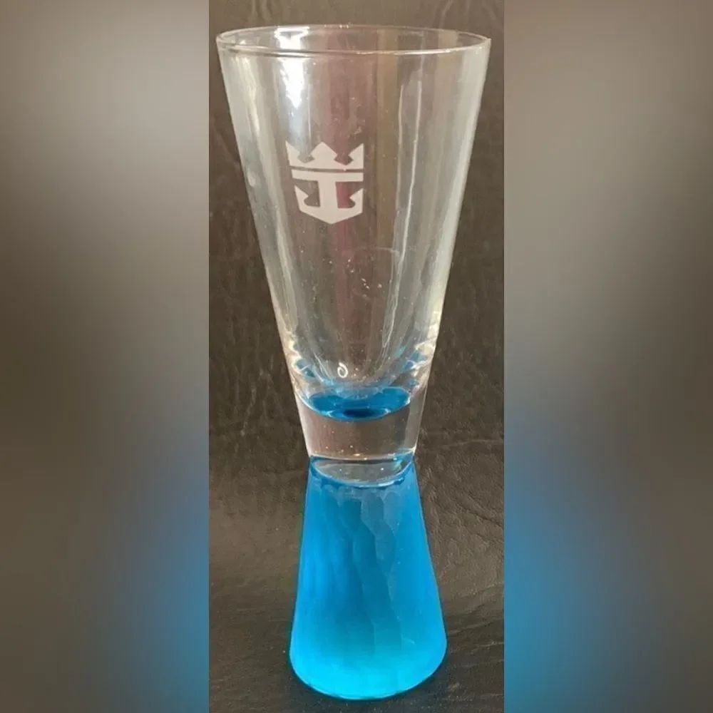 Royal Caribbean Cruise Vintage One 2 Oz Shot Liquor Abstract Blue & Clear Glass